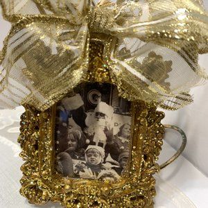 12 Photo Frame Ornaments with Vintage Prints - Keep or Add Your Own Pics